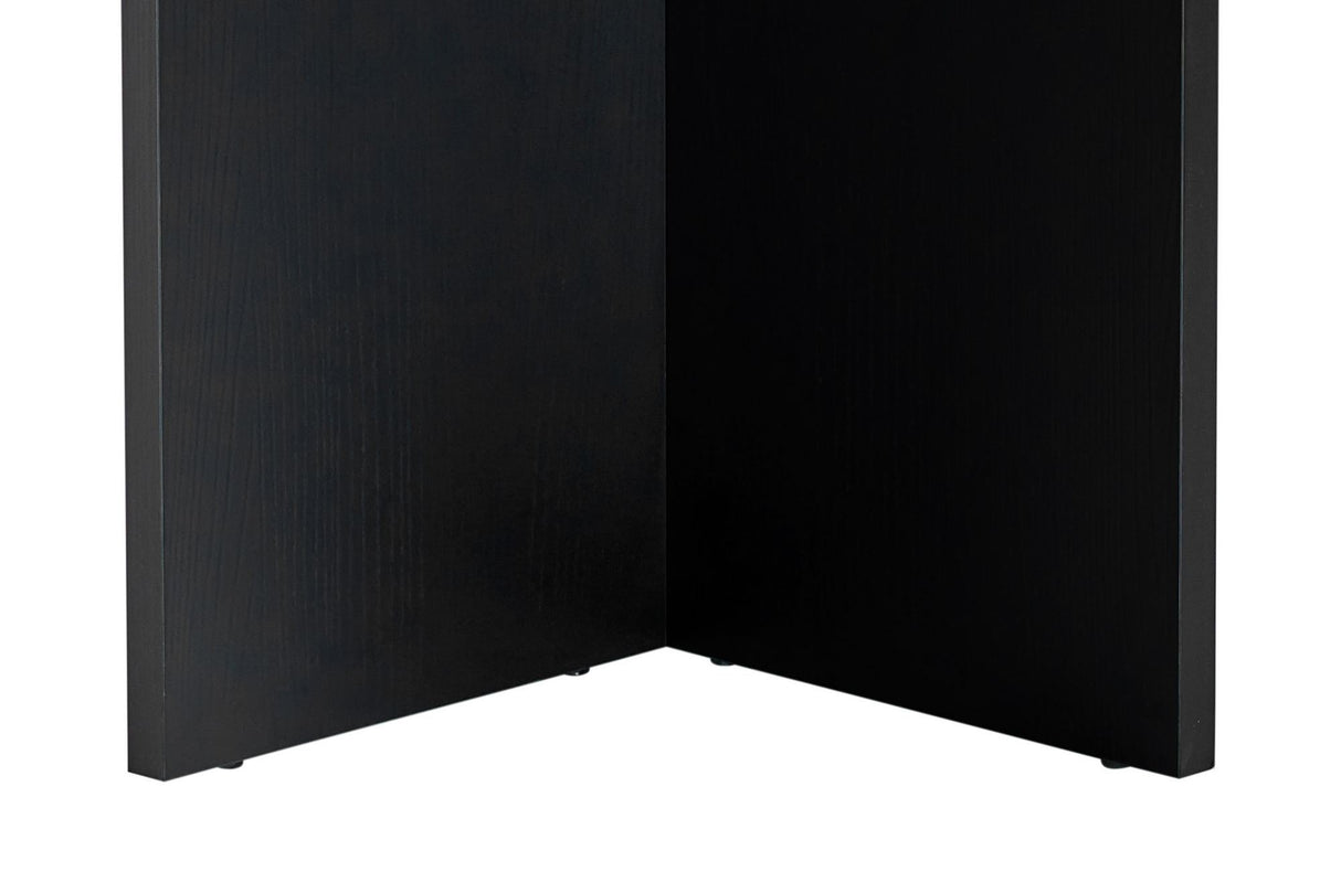 Ovaler Esstisch aus schwarzem Melamin – Japandi – 180 x 89,5 x 75 cm – Sota