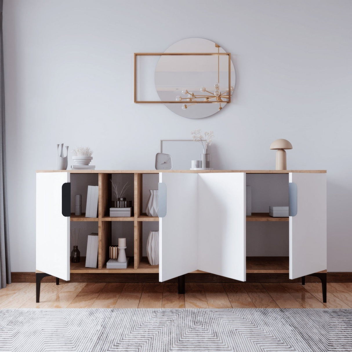 Tarz dressoir eikenlook wit 150 cm Eikenlook / Wit Gemelamineerd hout