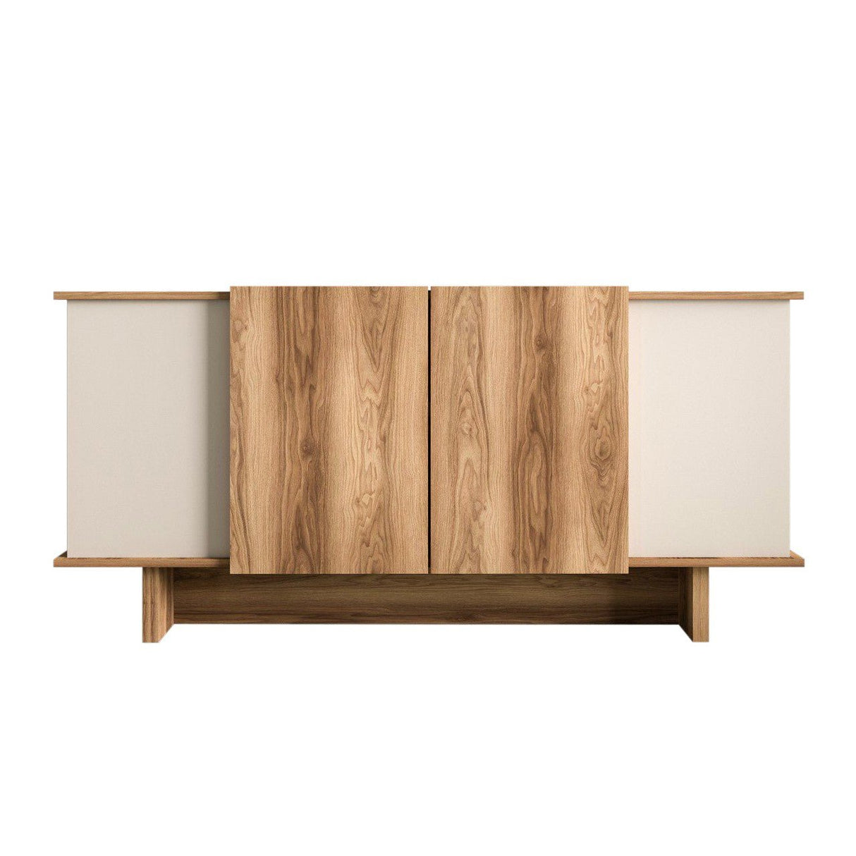 Diana Sideboard mit offenen Fächern, 180 cm, Sand und Walnuss, melaminbeschichtetes Holz