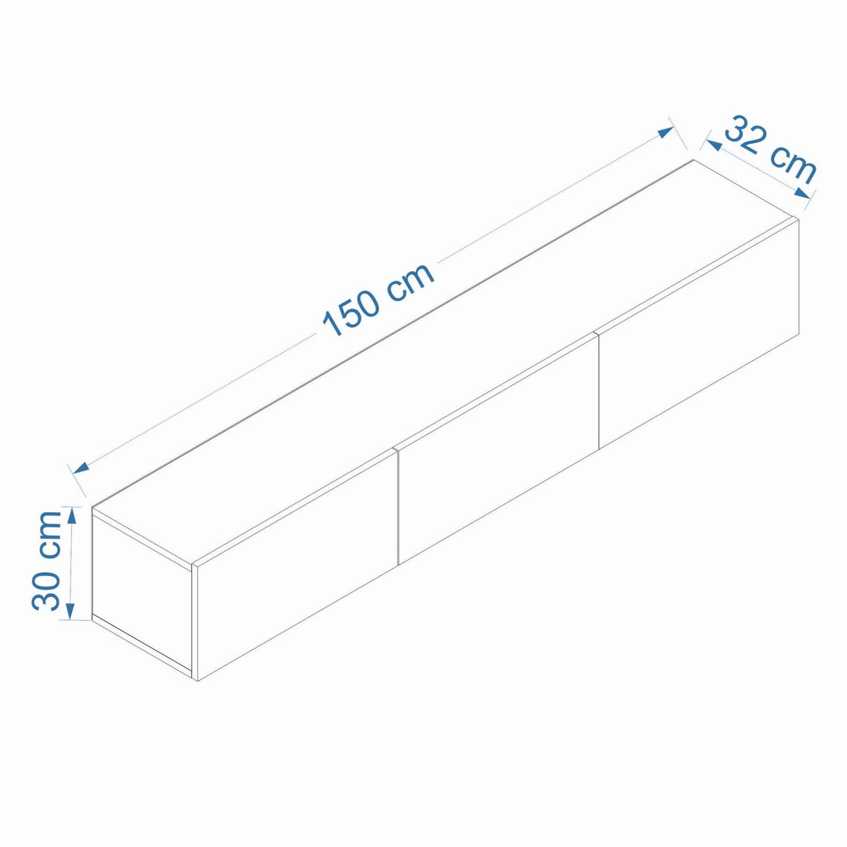 West Wandregal Anthrazit 150 cm Melaminbeschichtetes Holz