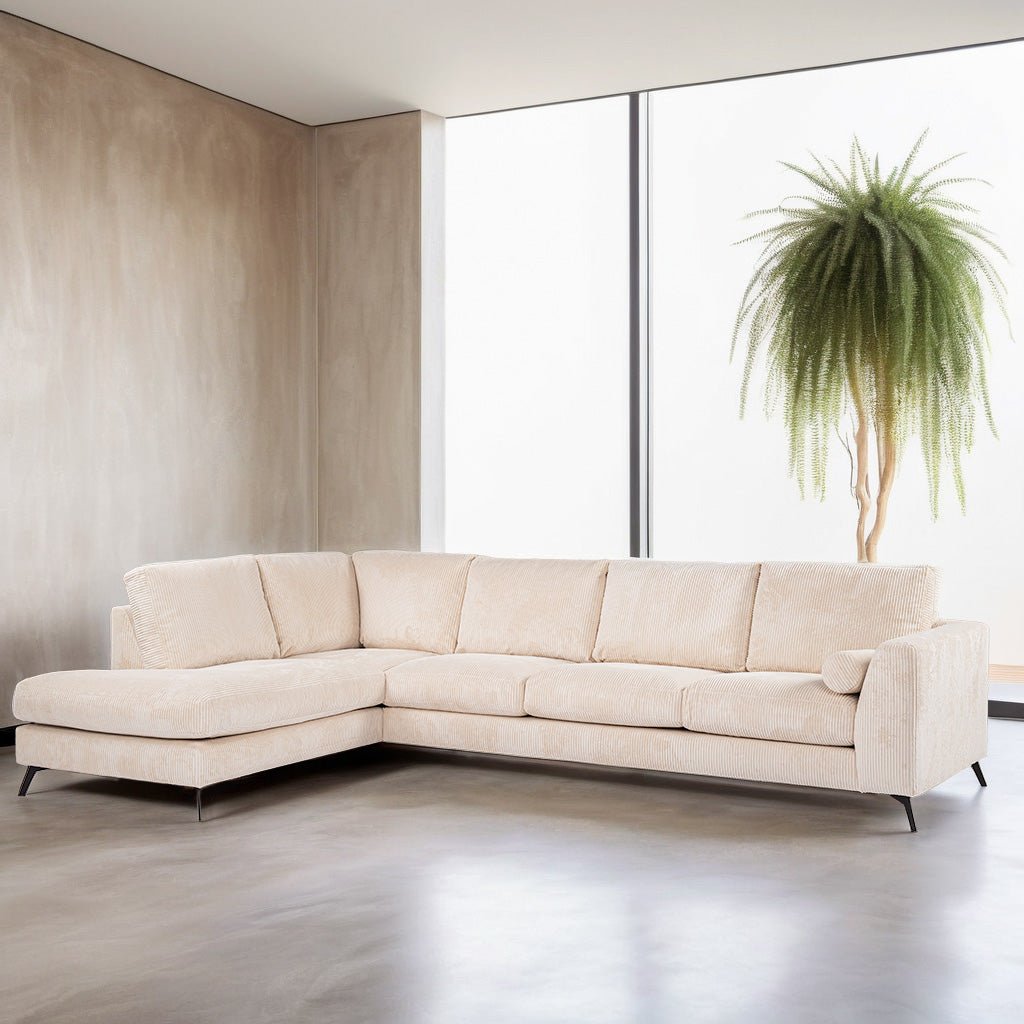 4-Sitzer-Ecksofa Lova Gerippter Stoff in Beige