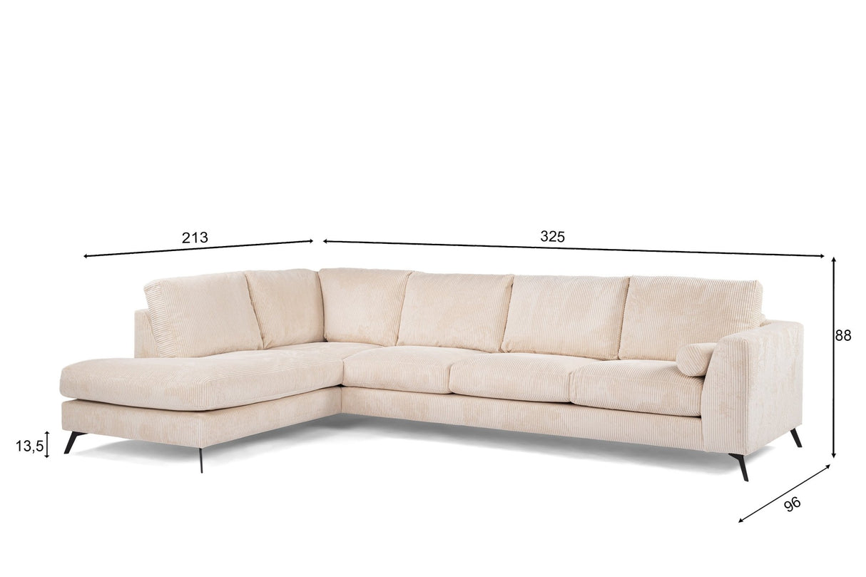 4-Sitzer-Ecksofa Lova Gerippter Stoff in Beige