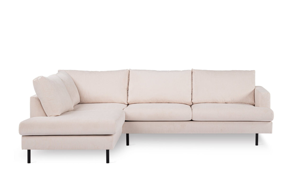3-Sitzer-Ecksofa Chiara Gerippter Stoff in Beige