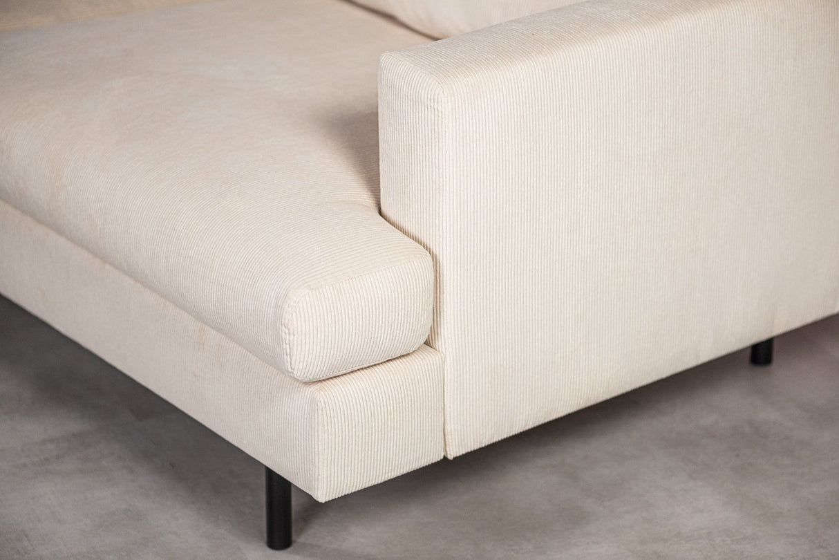 3-Sitzer-Ecksofa Chiara Gerippter Stoff in Beige