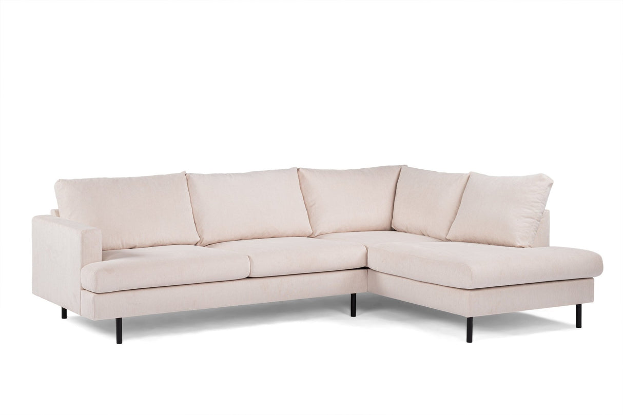 3-Sitzer-Ecksofa Chiara Gerippter Stoff in Beige