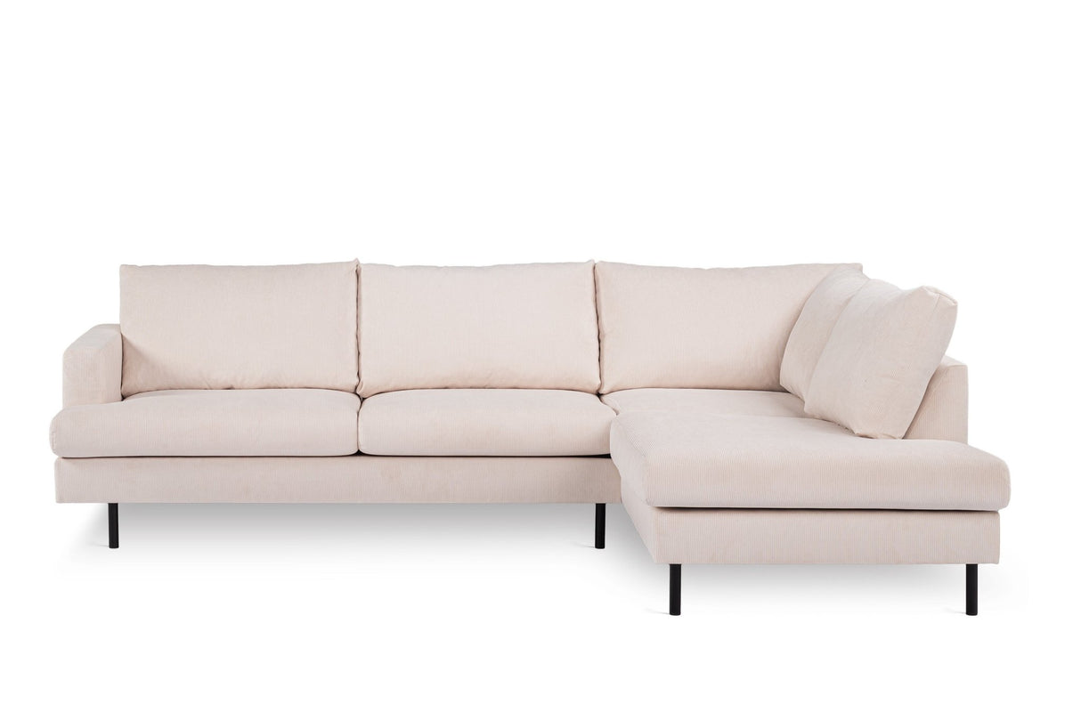 3-Sitzer-Ecksofa Chiara Gerippter Stoff in Beige
