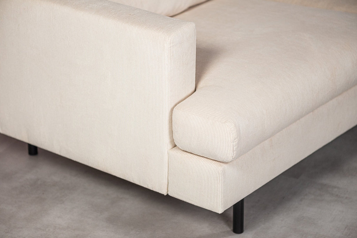 3-Sitzer-Ecksofa Chiara Gerippter Stoff in Beige