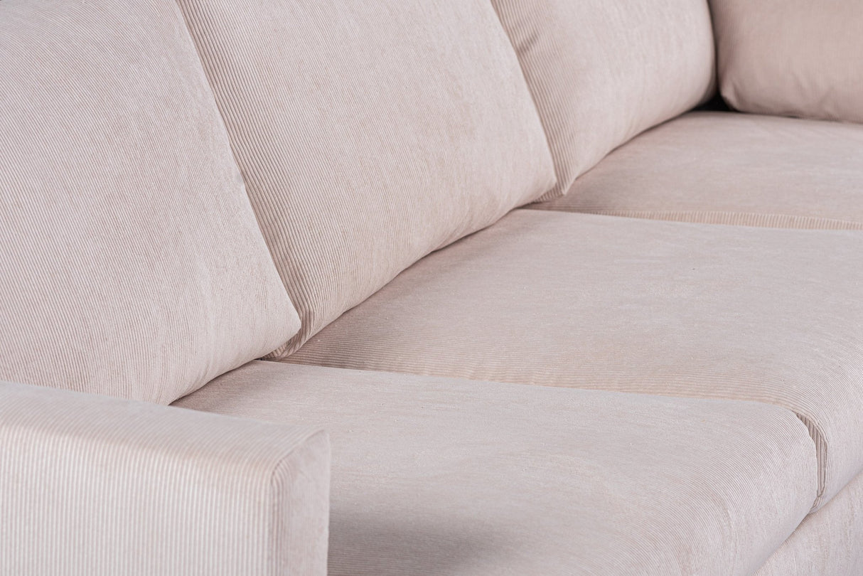 3-Sitzer-Ecksofa Chiara Gerippter Stoff in Beige