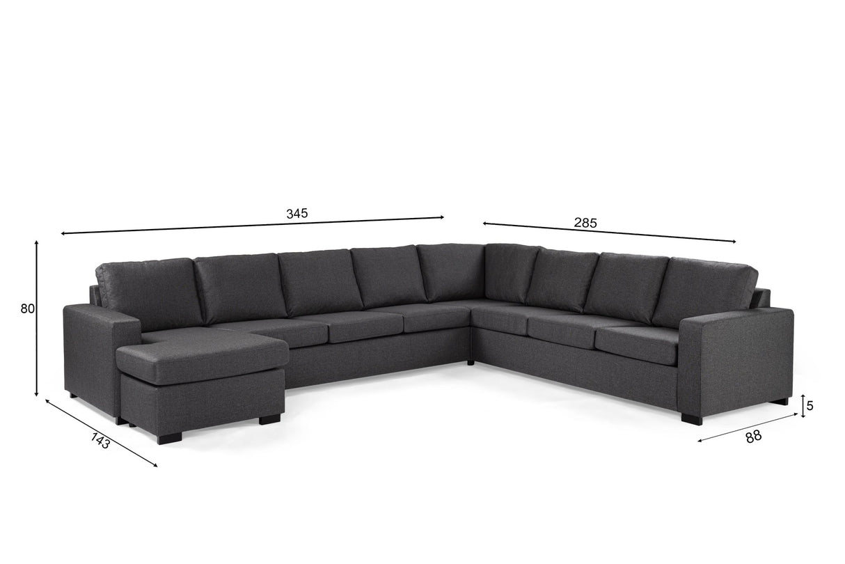 Ecksofa Stoff Anthrazit - 7-Sitzer - 345 x 285 cm - Blake