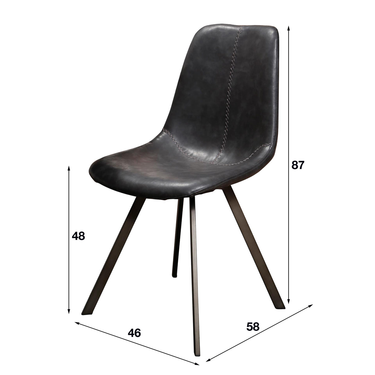 Set von 4 Esszimmerstühlen Siena Saddle PU schwarz