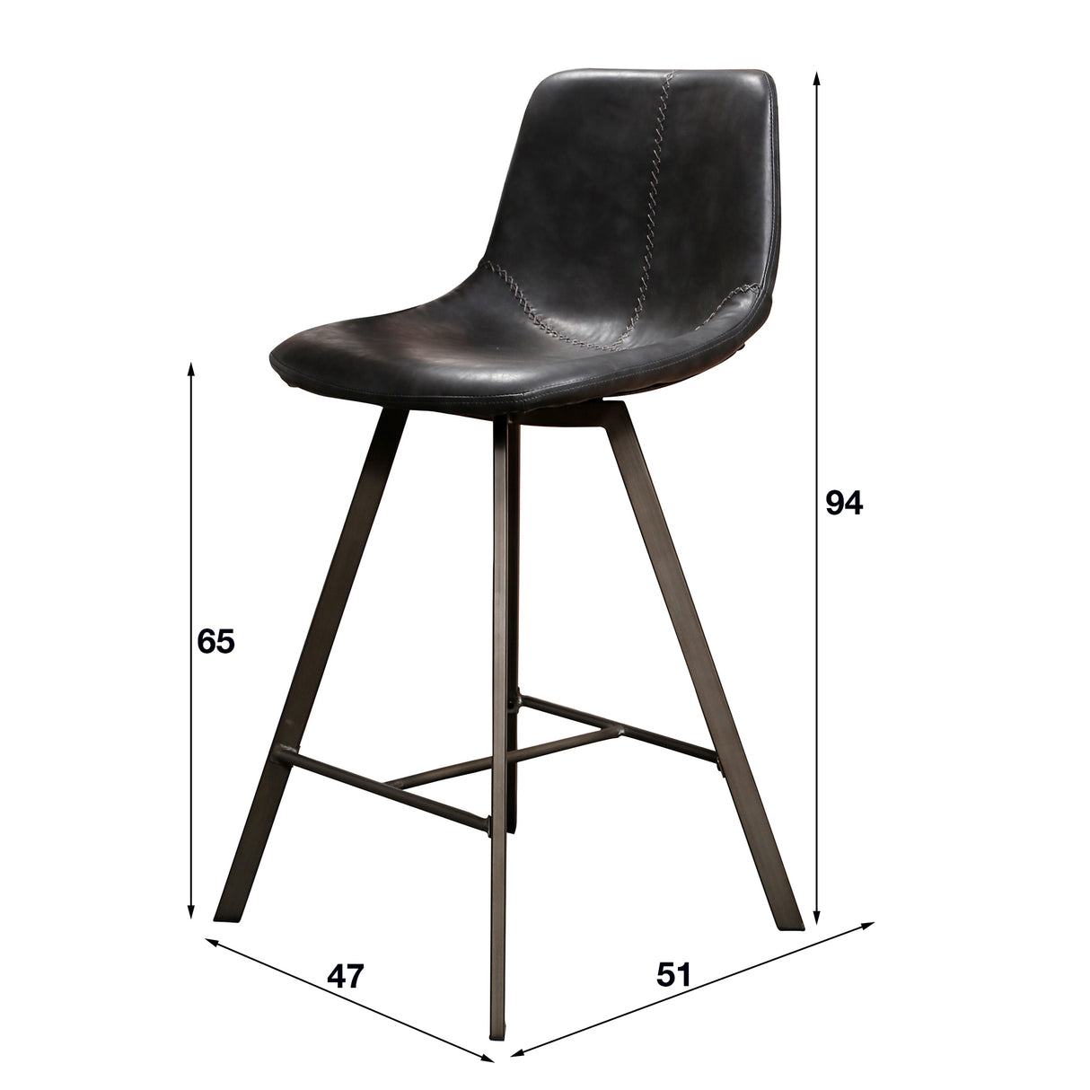 Hocker Siena Schwarz Saddle PU Kunstleder