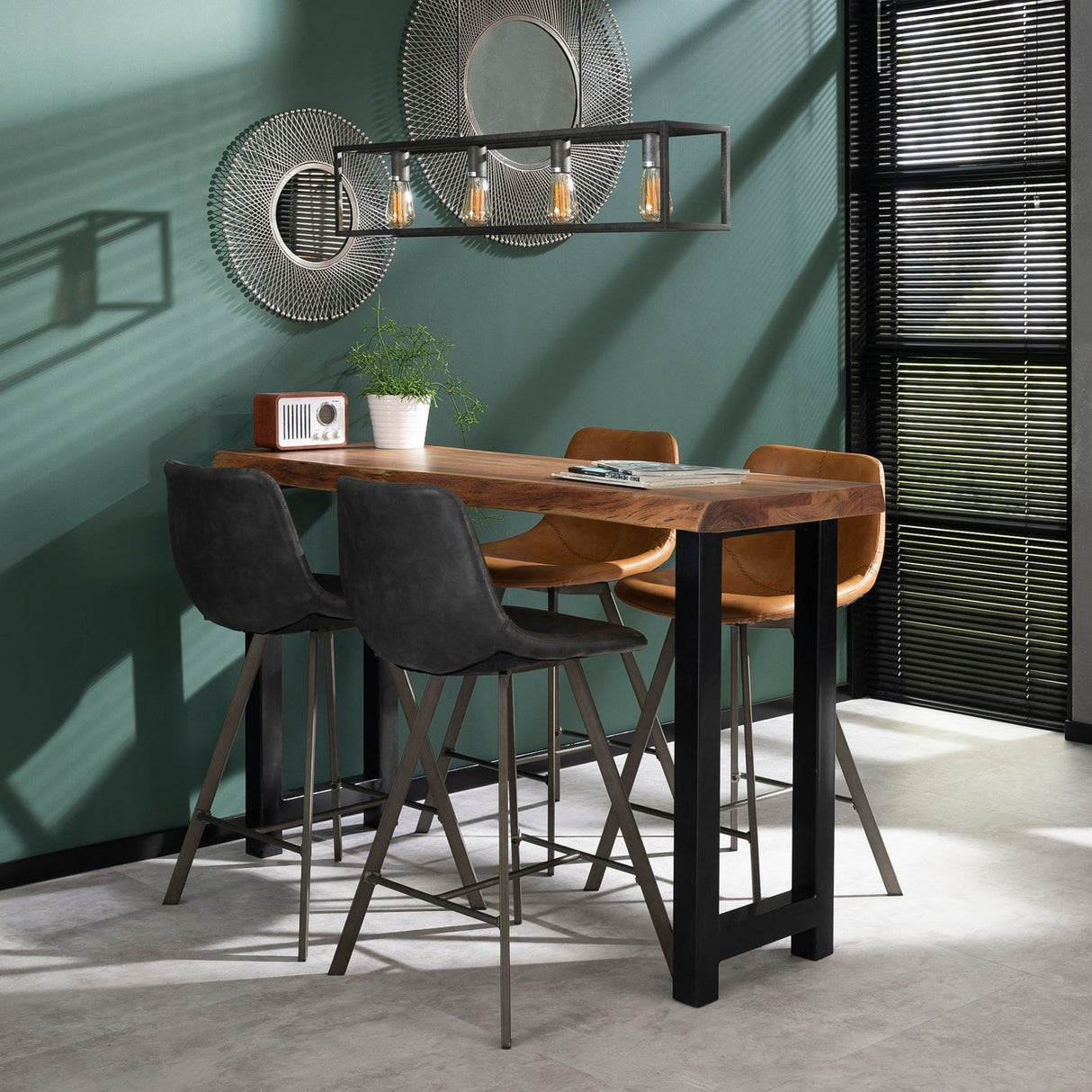 Set von 4 Barhockern Siena Saddle PU braun