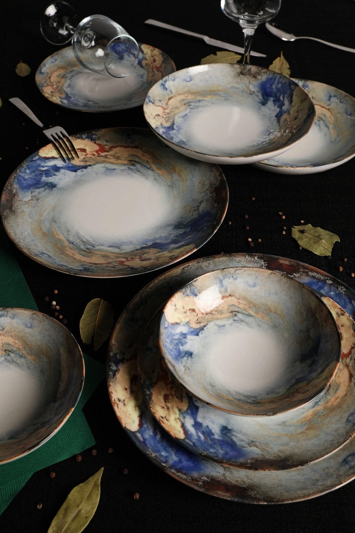 GBSATN24KY4101615 Weiß-Blau-Gold 100 % PORZELLAN