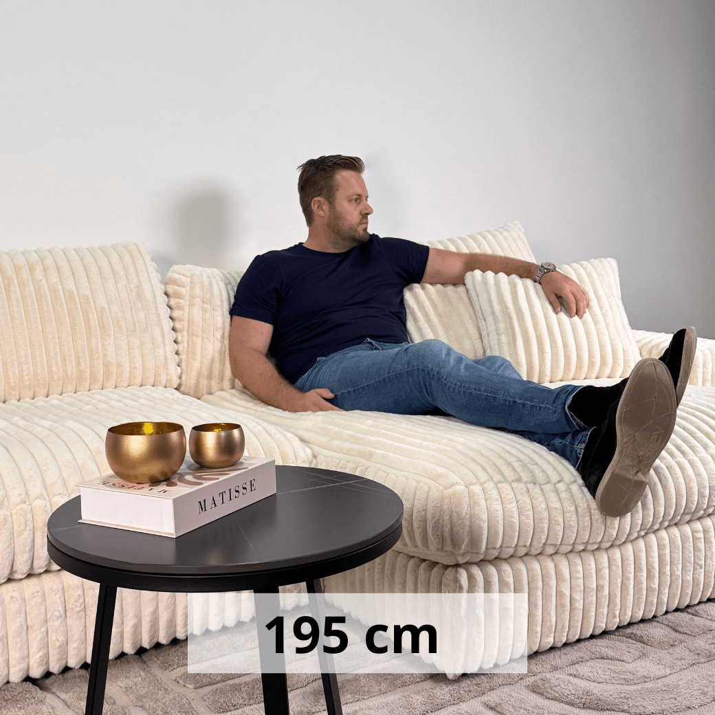 3-Sitzer-Loungesofa Nia aus geripptem Stoff in Beige