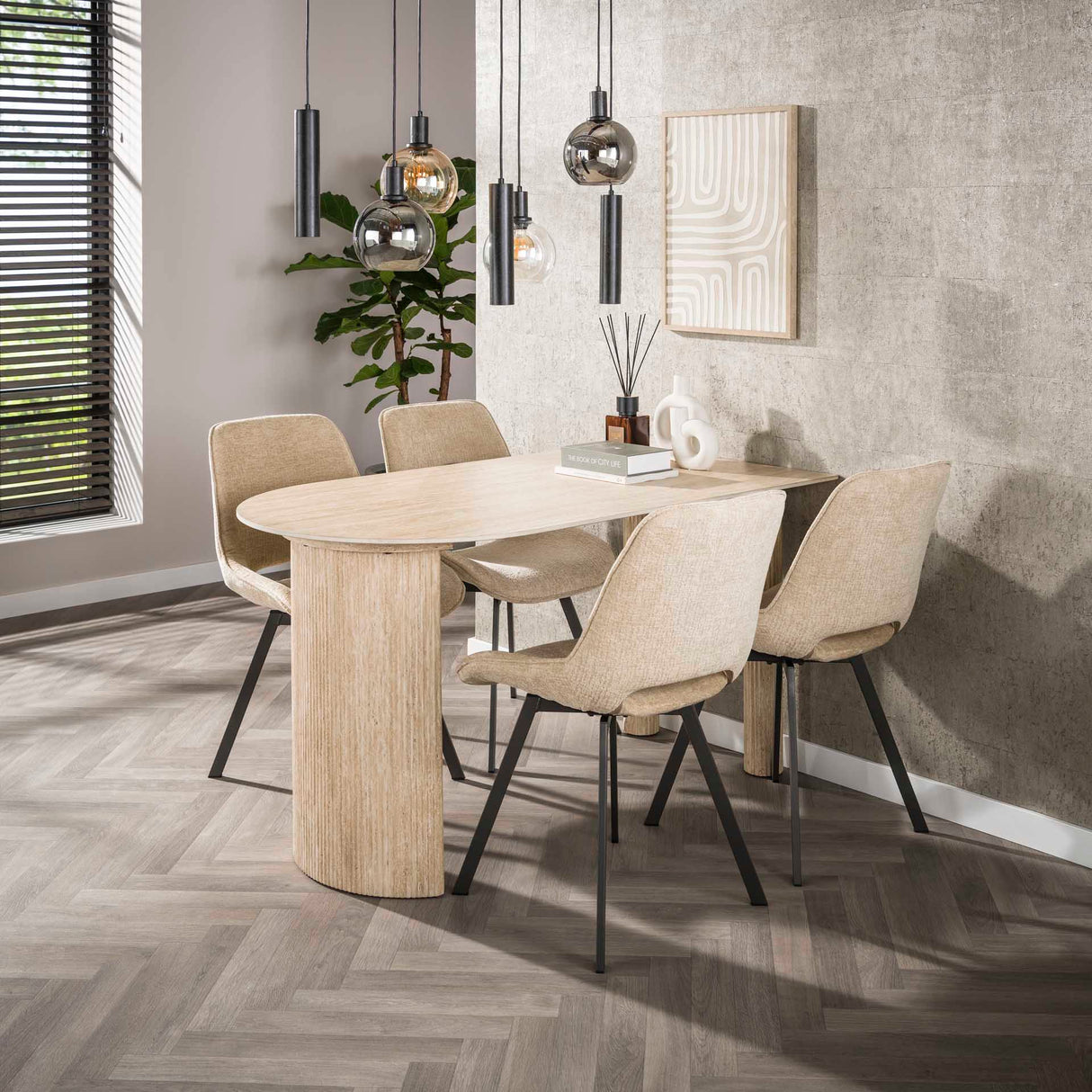 Satz von 4 Esszimmerstühlen Avero drehbar Jaroq Sand