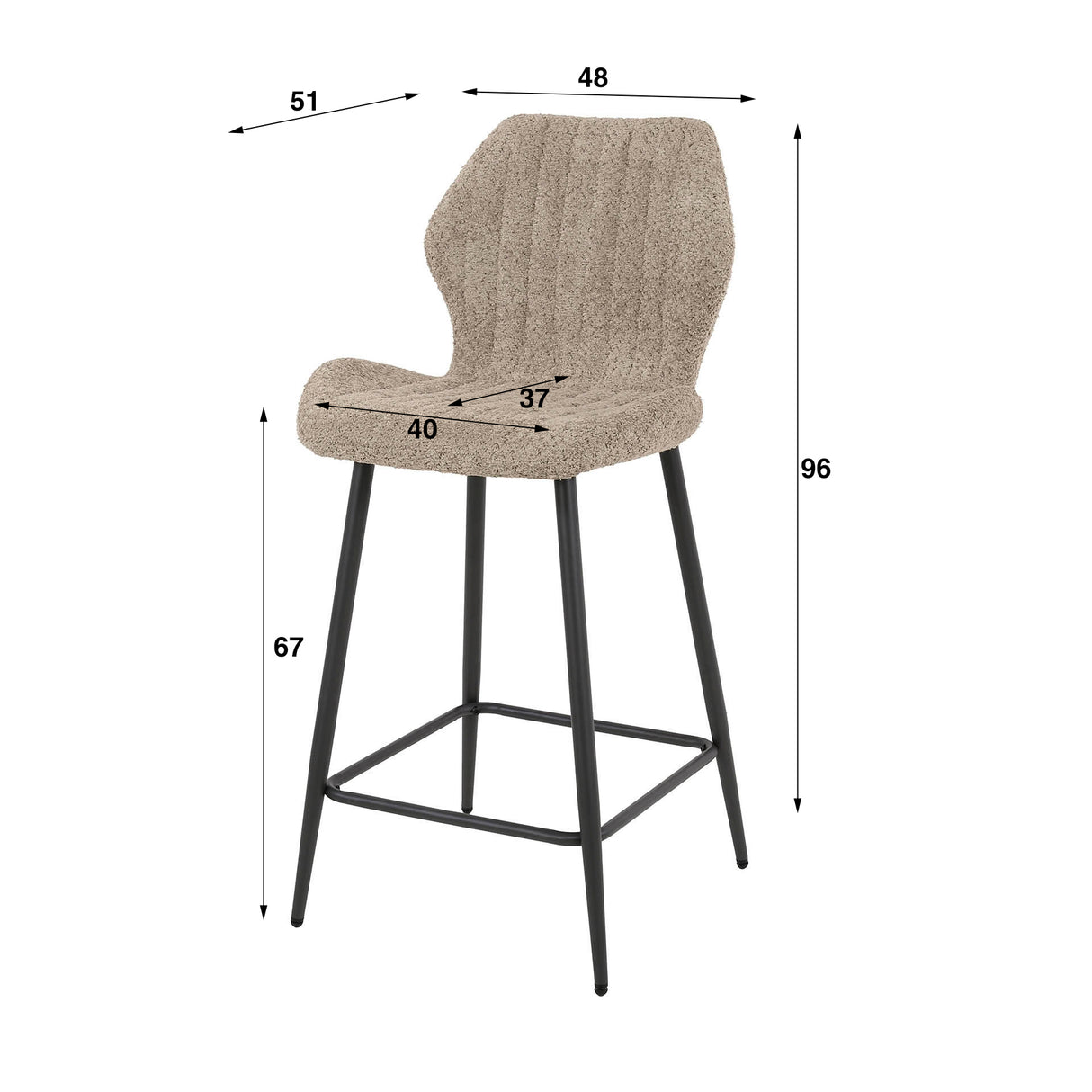 Set von 2 Barhockern Mira Bouclé Sand