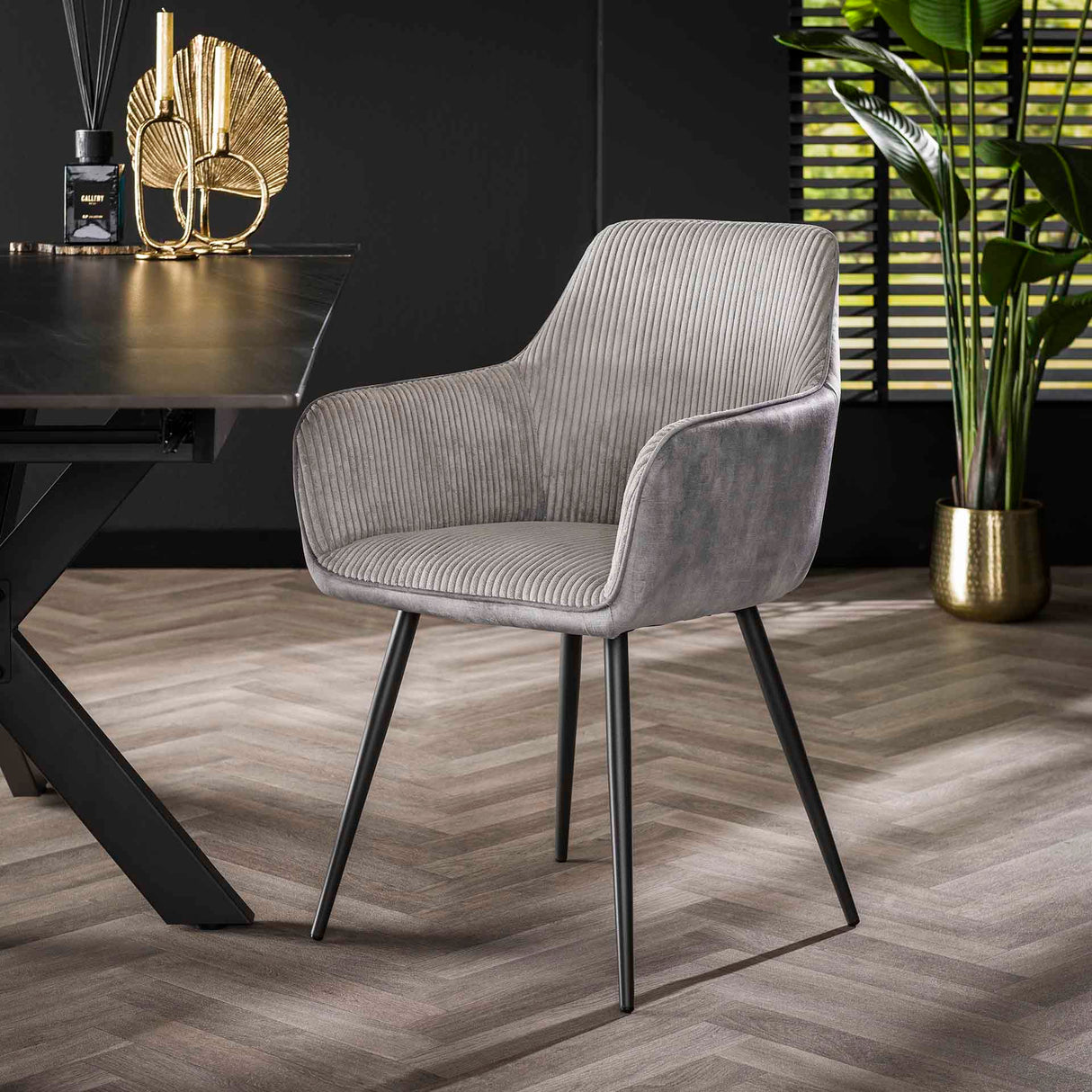 Set von 2 Esszimmerstühlen Rivo Rib Rock Silber