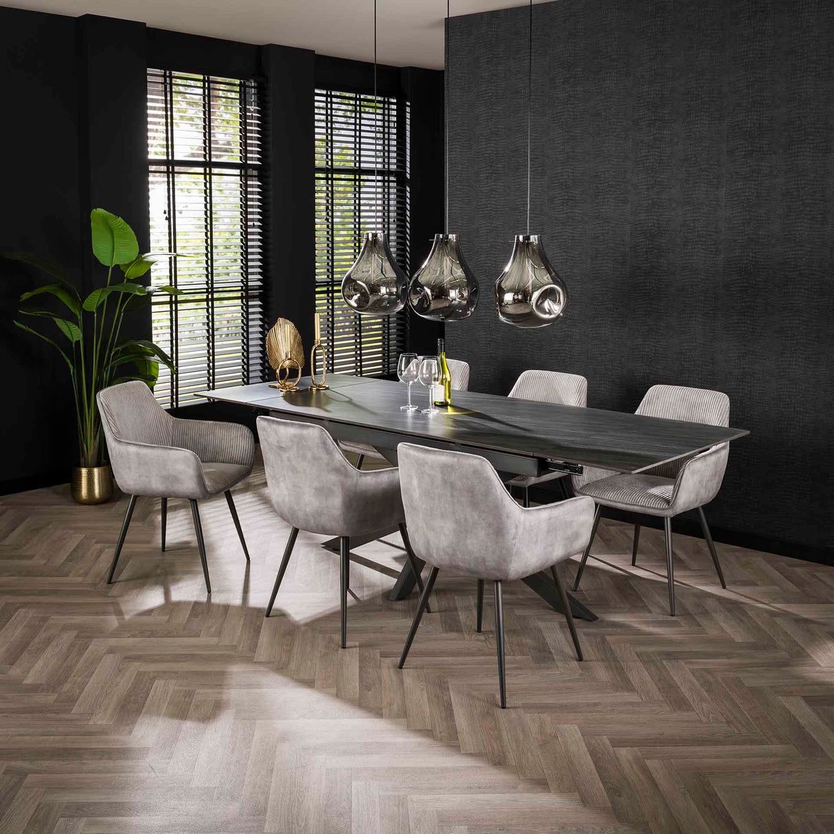 Esszimmerstuhl Rivo Rib Rock Silber Ribstoff Sitz