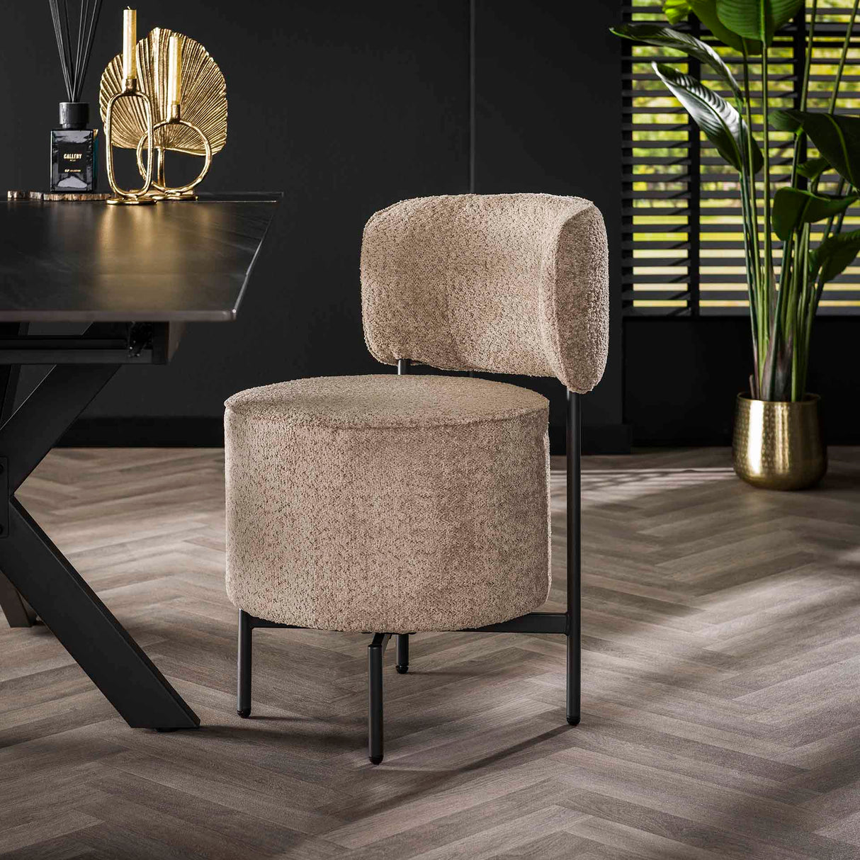 Esszimmerstuhl Dante Bouclé Sand Drehbar - Ohne Armlehnen