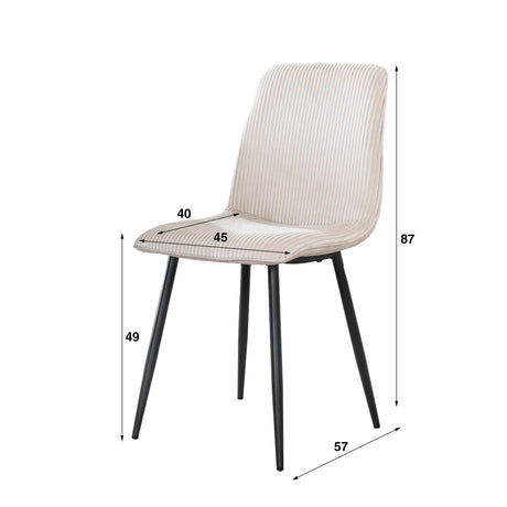 Moderner Rib-Stoff Esszimmerstuhl Elfenbein Rock Lento