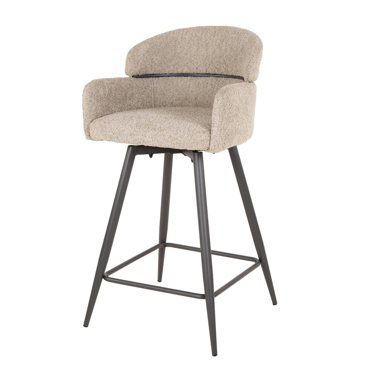 Set von 2 Barhockern Sienna Bouclé Sand runde Rücken drehbar