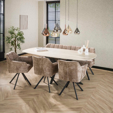 Valente Oval 215 Travertin 3D Keramik Esstisch