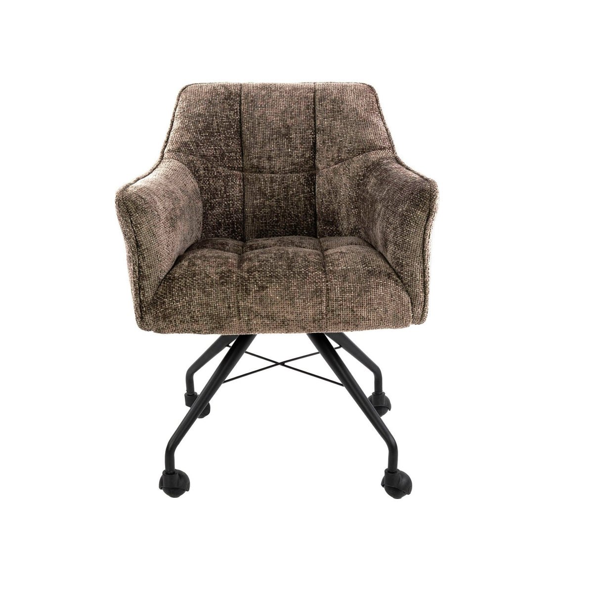 Satz von 2 Esszimmerstühlen Richmond Taupe Stoff mit Rollen