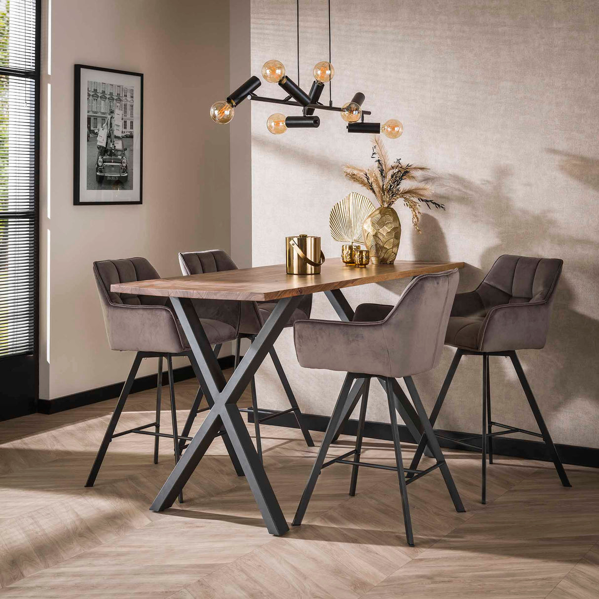 Hocker Lino Velvet Anthrazit Drehbar