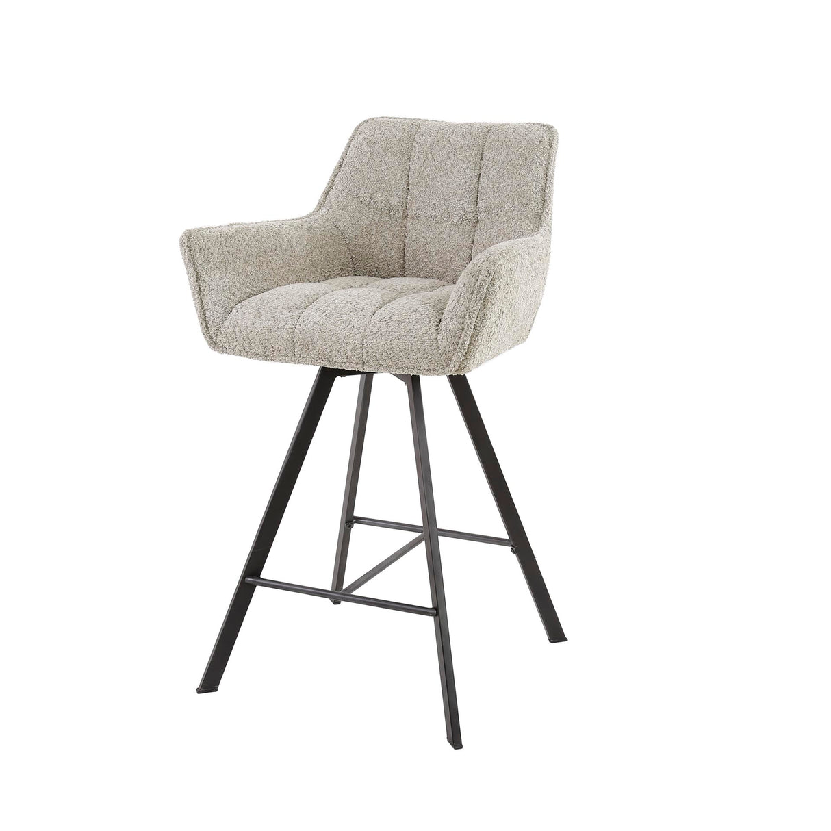 Set von 2 Barhockern Lino Bouclé Sand Drehbar Raster