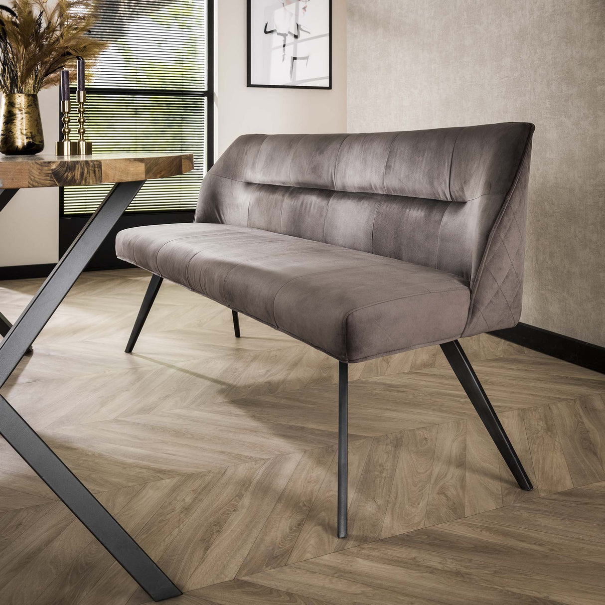 Esszimmerbank Chia Samt Anthrazit 188 cm