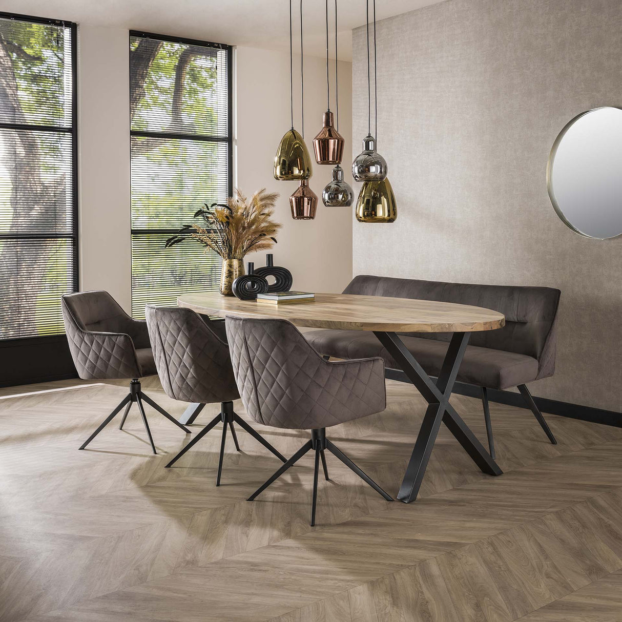 Esszimmerbank Chia Samt Anthrazit 188 cm