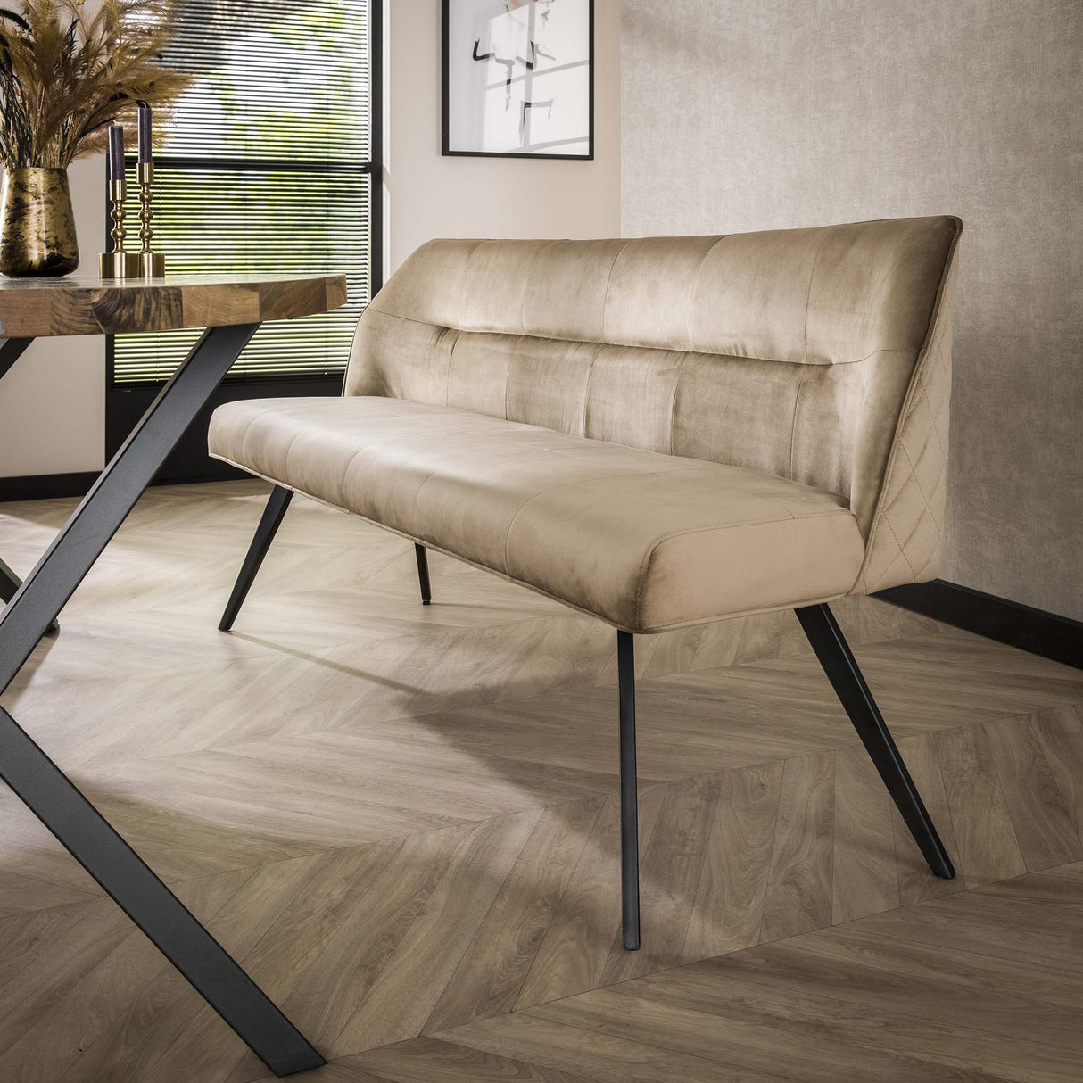 Esszimmerbank Chia Samt Champagner 188 cm