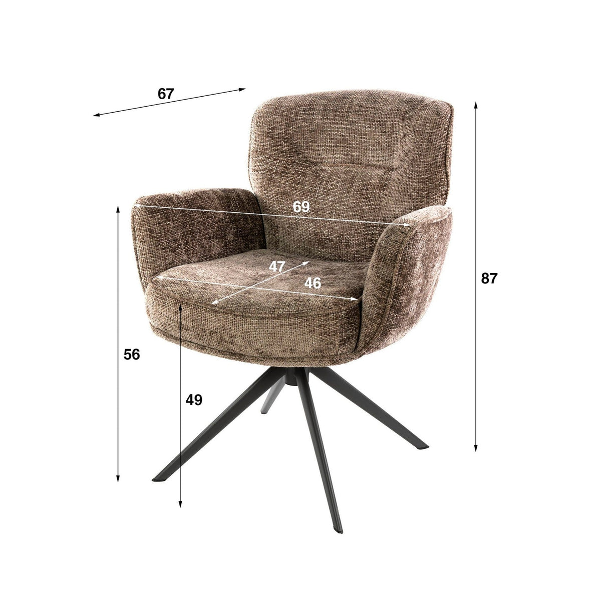 Set aus 2 drehbaren Esszimmerstühlen Milano Hoven in Champagner