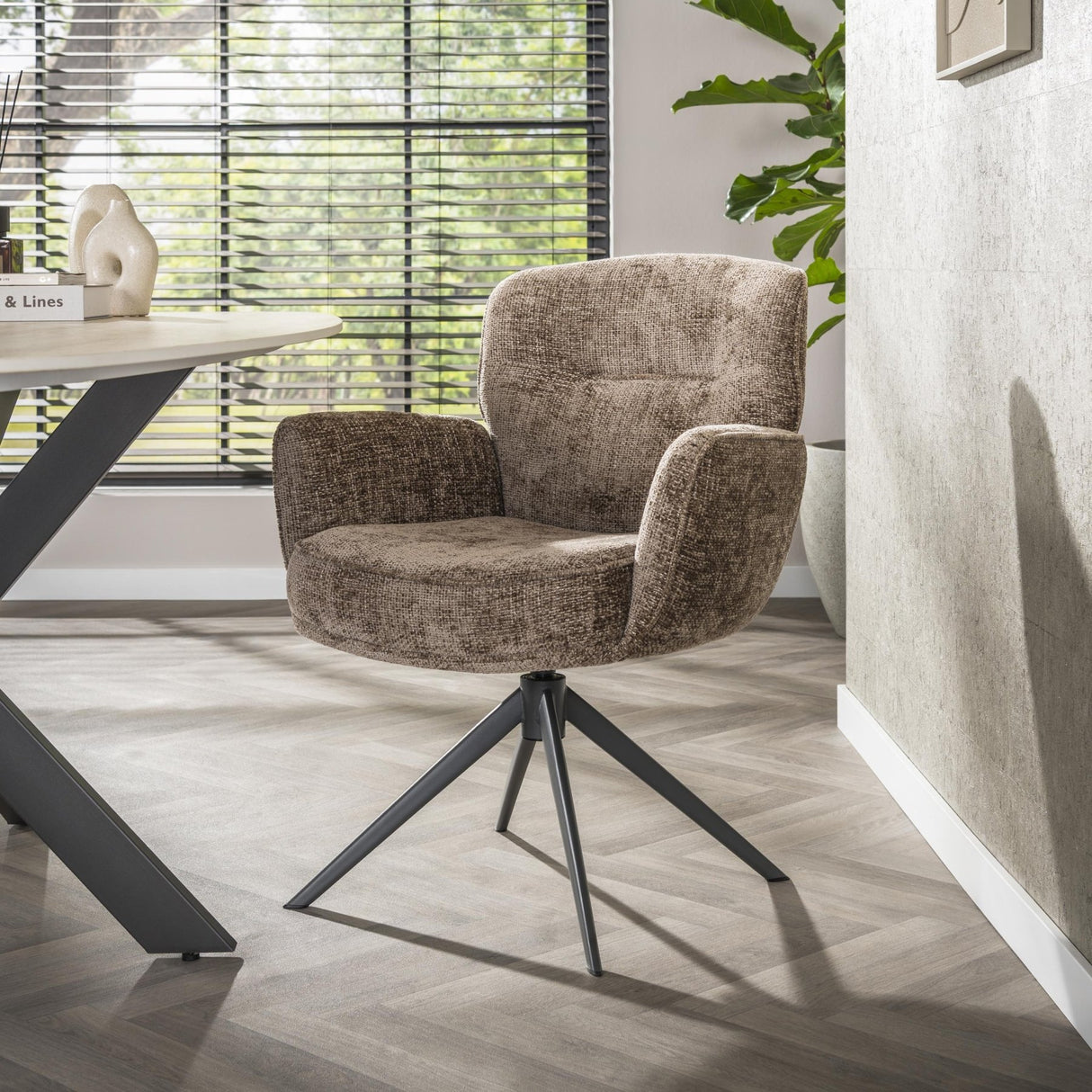 Set aus 2 drehbaren Esszimmerstühlen Milano Hoven in Champagner