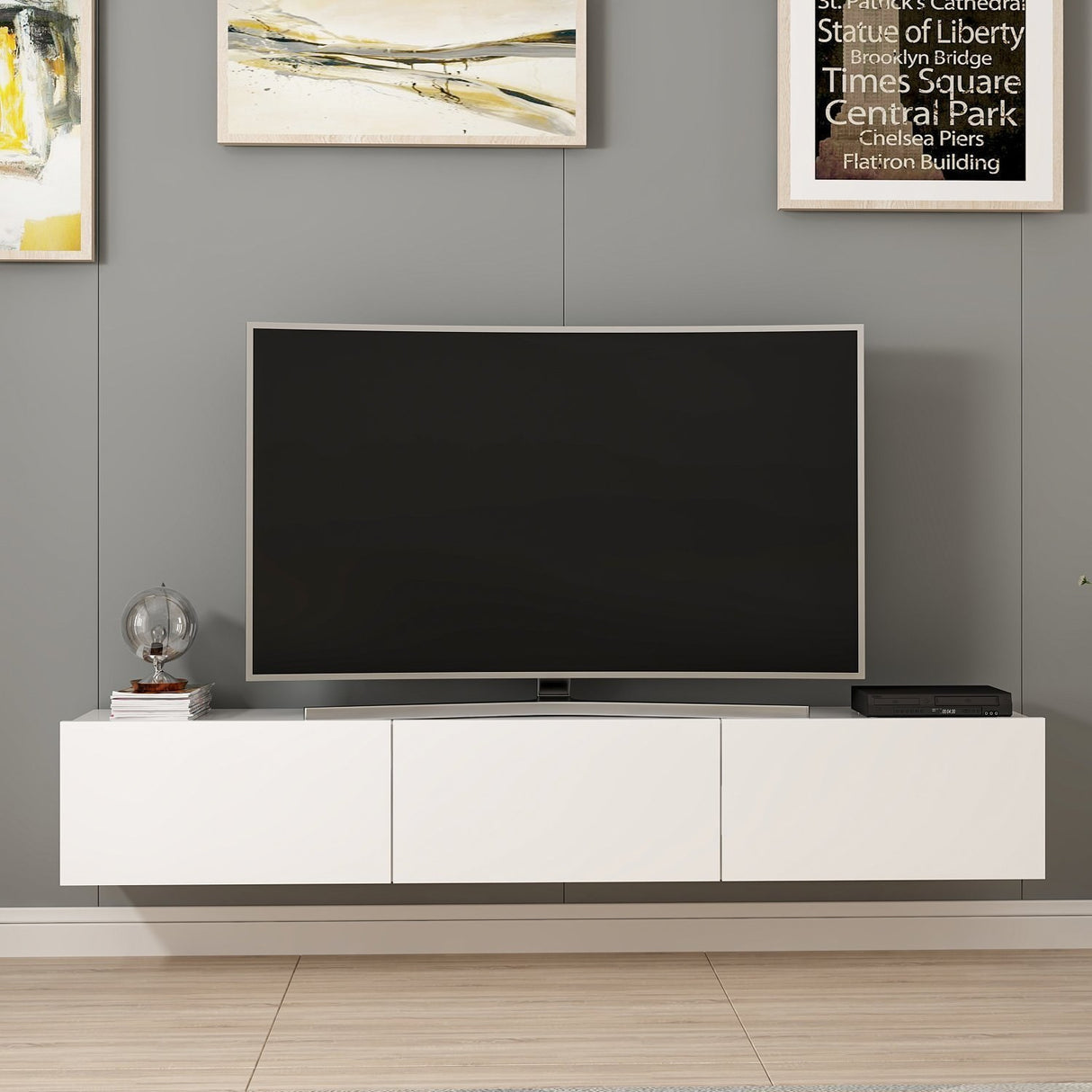 TV -Möbel -Set Rigel White Melamin 180x30x32 cm