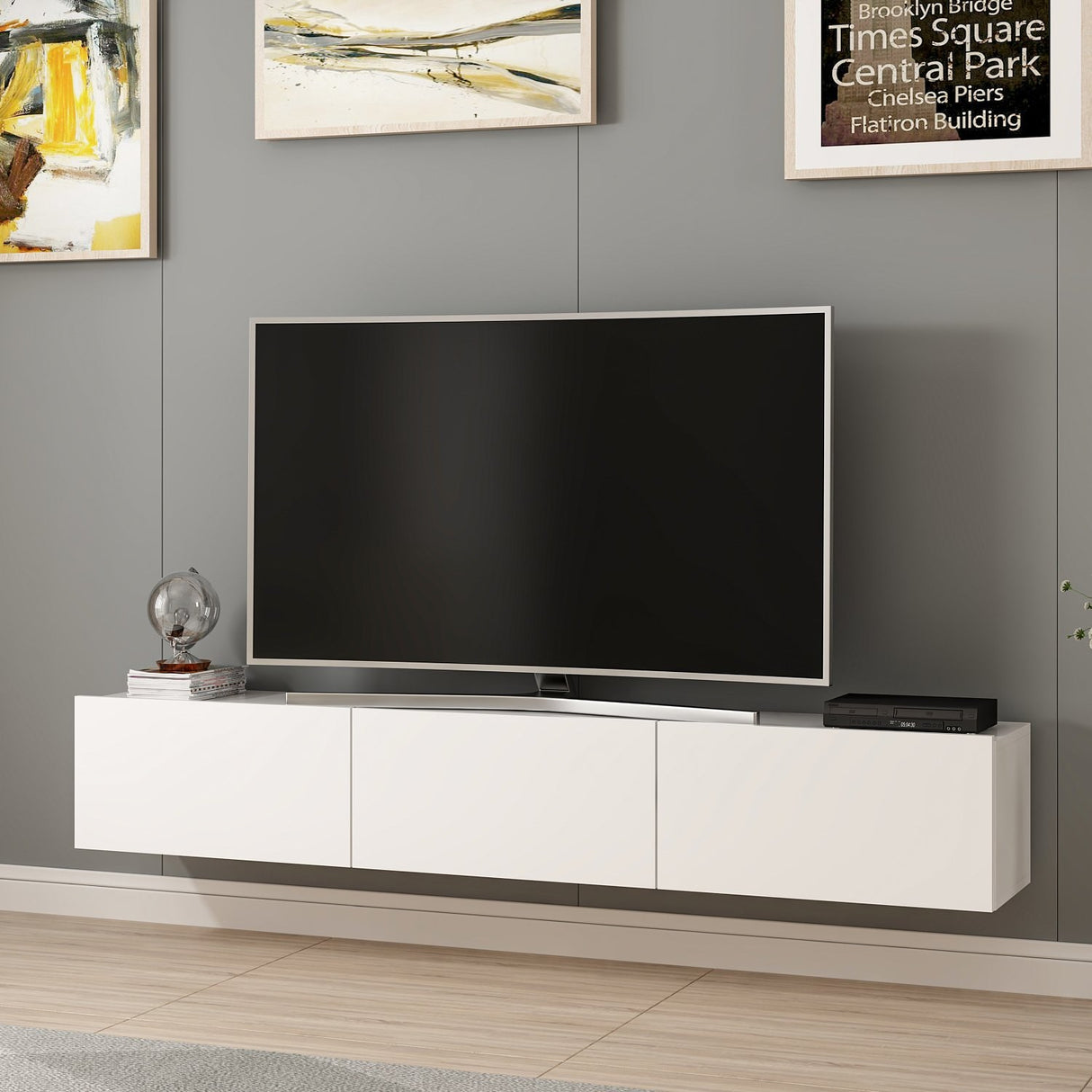 TV -Möbel -Set Rigel White Melamin 180x30x32 cm