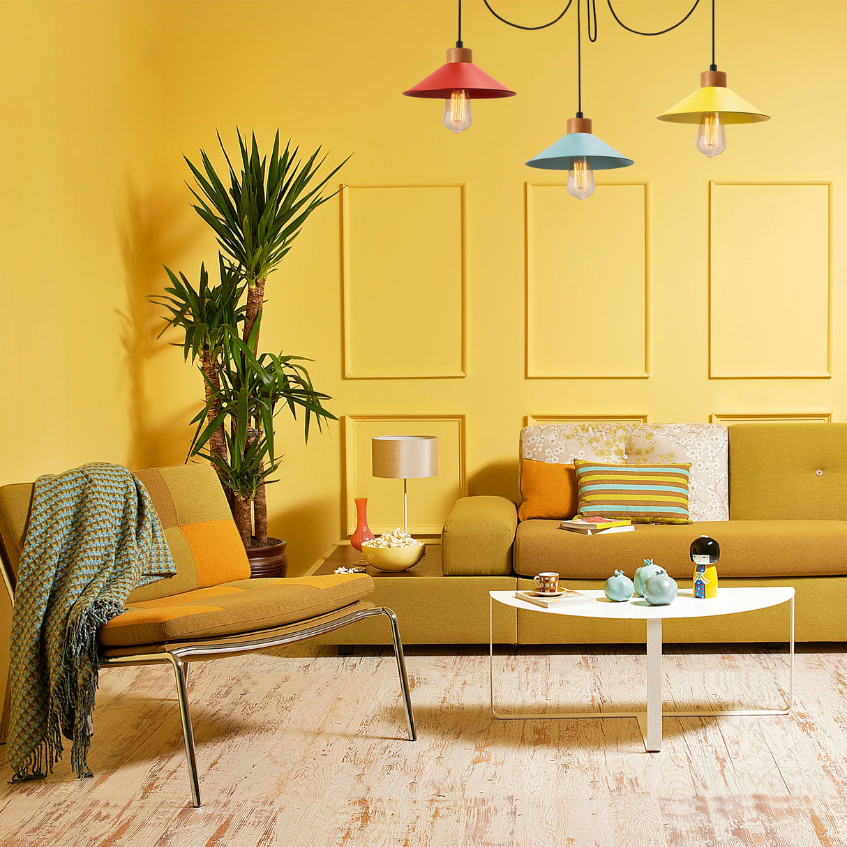 Hängelampe Multicolor 3-flammig Metall Virtu