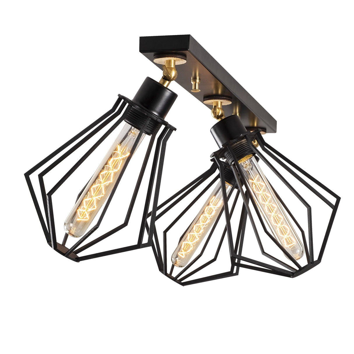 Hängelampe 3-flammig Schwarz Gold Metall Palisade