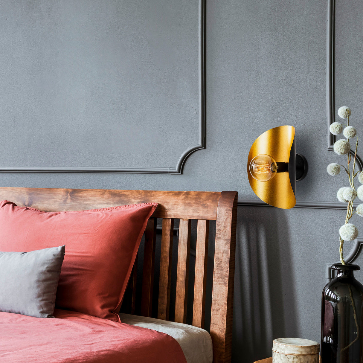 Wandleuchte Schwarz Gold Metall Echelon