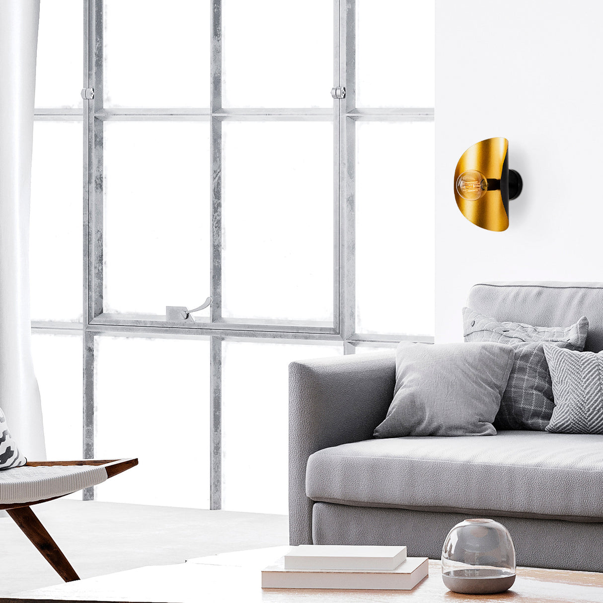 Wandleuchte Schwarz Gold Metall Echelon