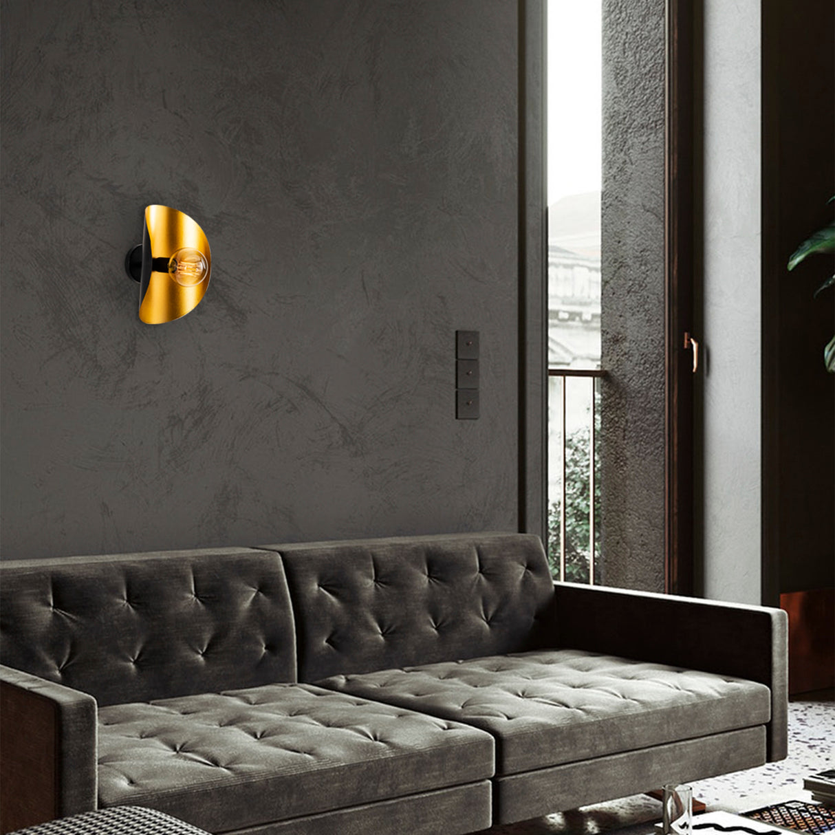 Wandleuchte Schwarz Gold Metall Echelon