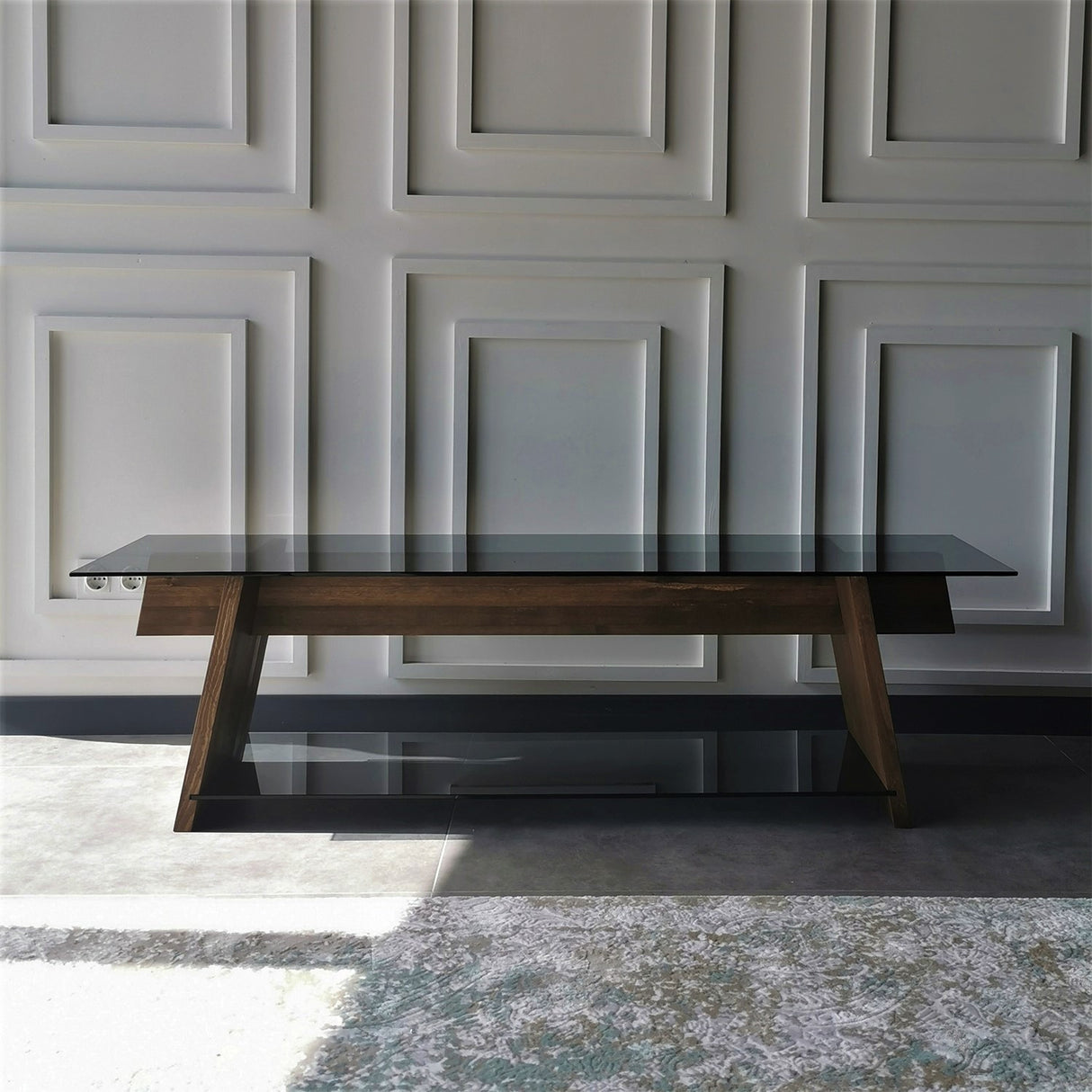 TV -Möbel Korallen Walnuss schwarzes Glas 158x45x40 cm