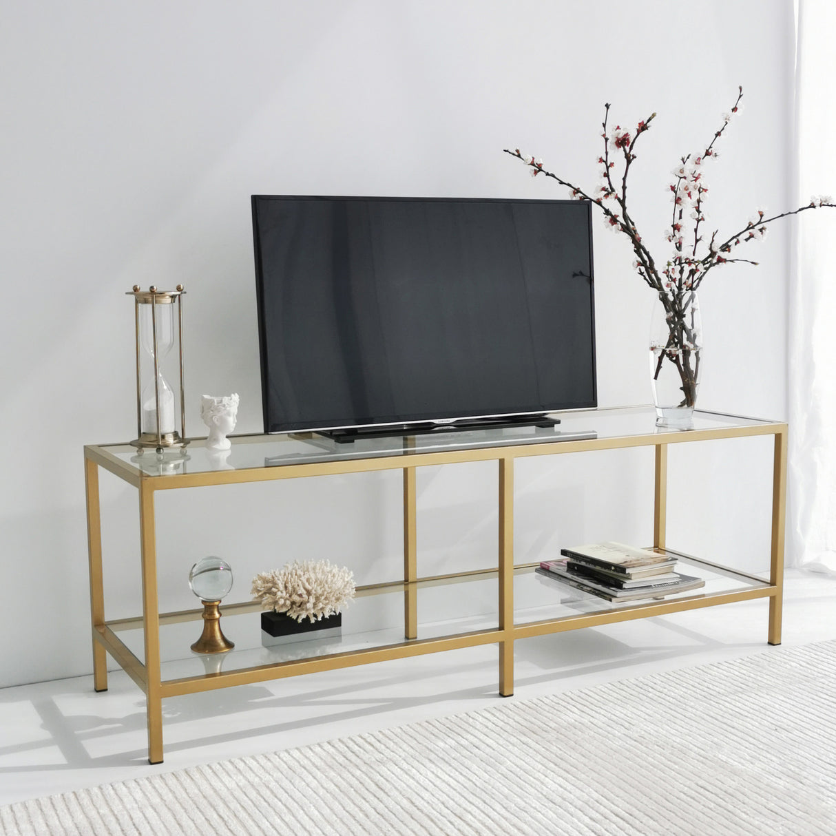 TV-Möbel Basis Gold Goldglas 130x45x40 cm
