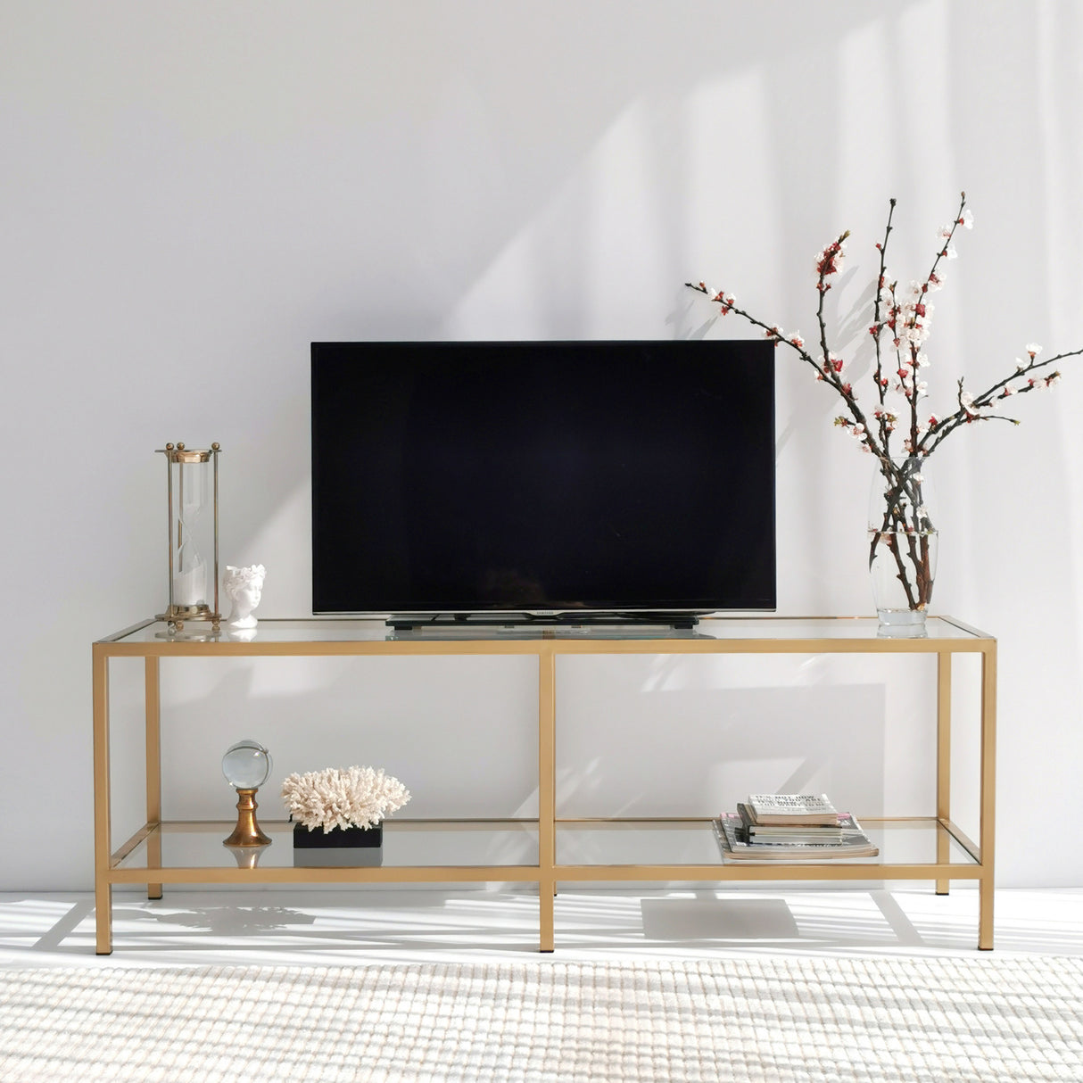 TV-Möbel Basis Gold Goldglas 130x45x40 cm