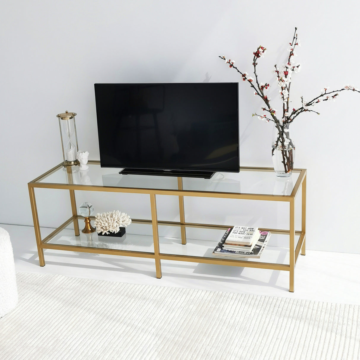 TV-Möbel Basis Gold Goldglas 130x45x40 cm