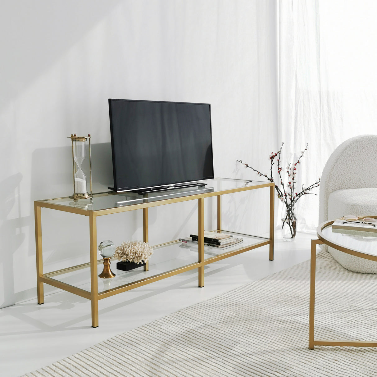 TV-Möbel Basis Gold Goldglas 130x45x40 cm