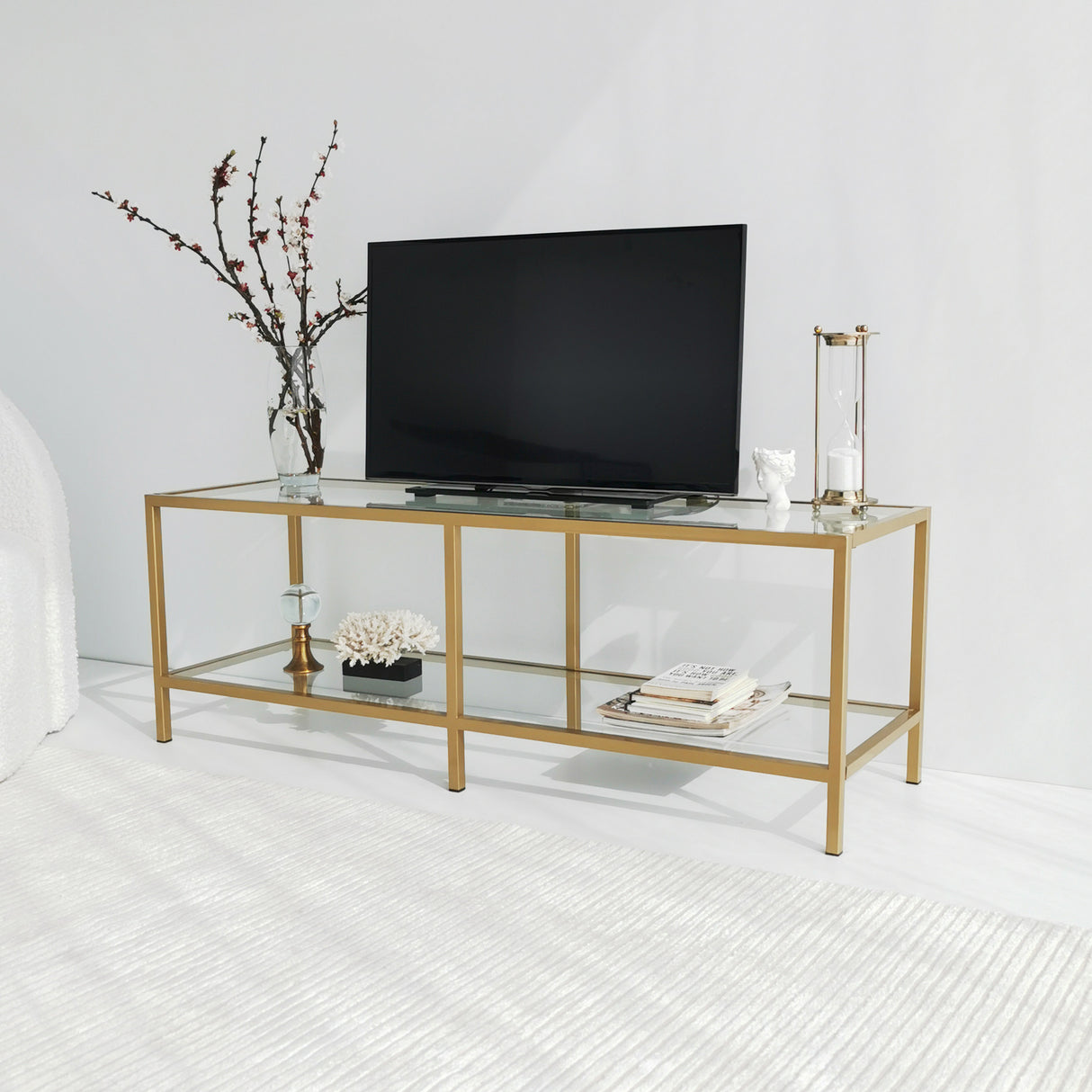TV-Möbel Basis Gold Goldglas 130x45x40 cm