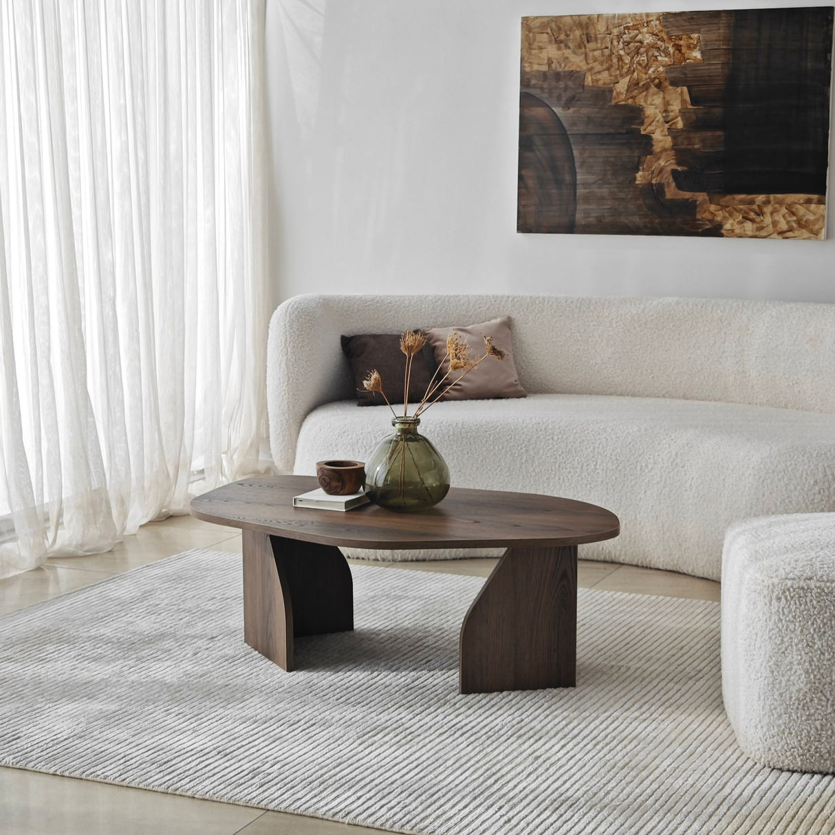 Organischer Couchtisch Walnuss Melamin Regal - 105x65 cm