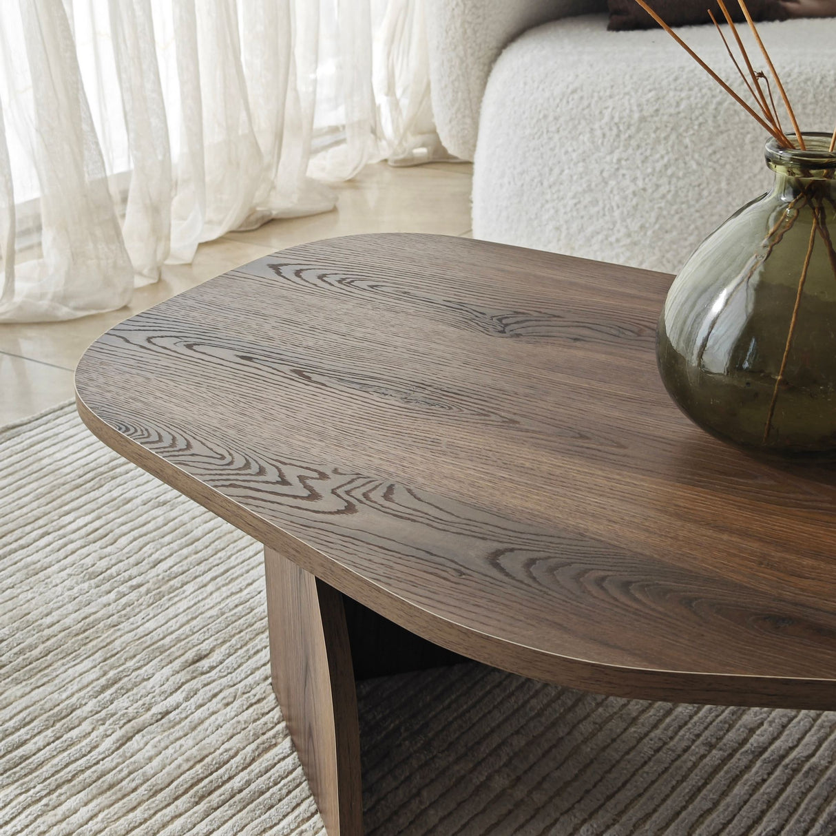 Organischer Couchtisch Walnuss Melamin Regal - 105x65 cm