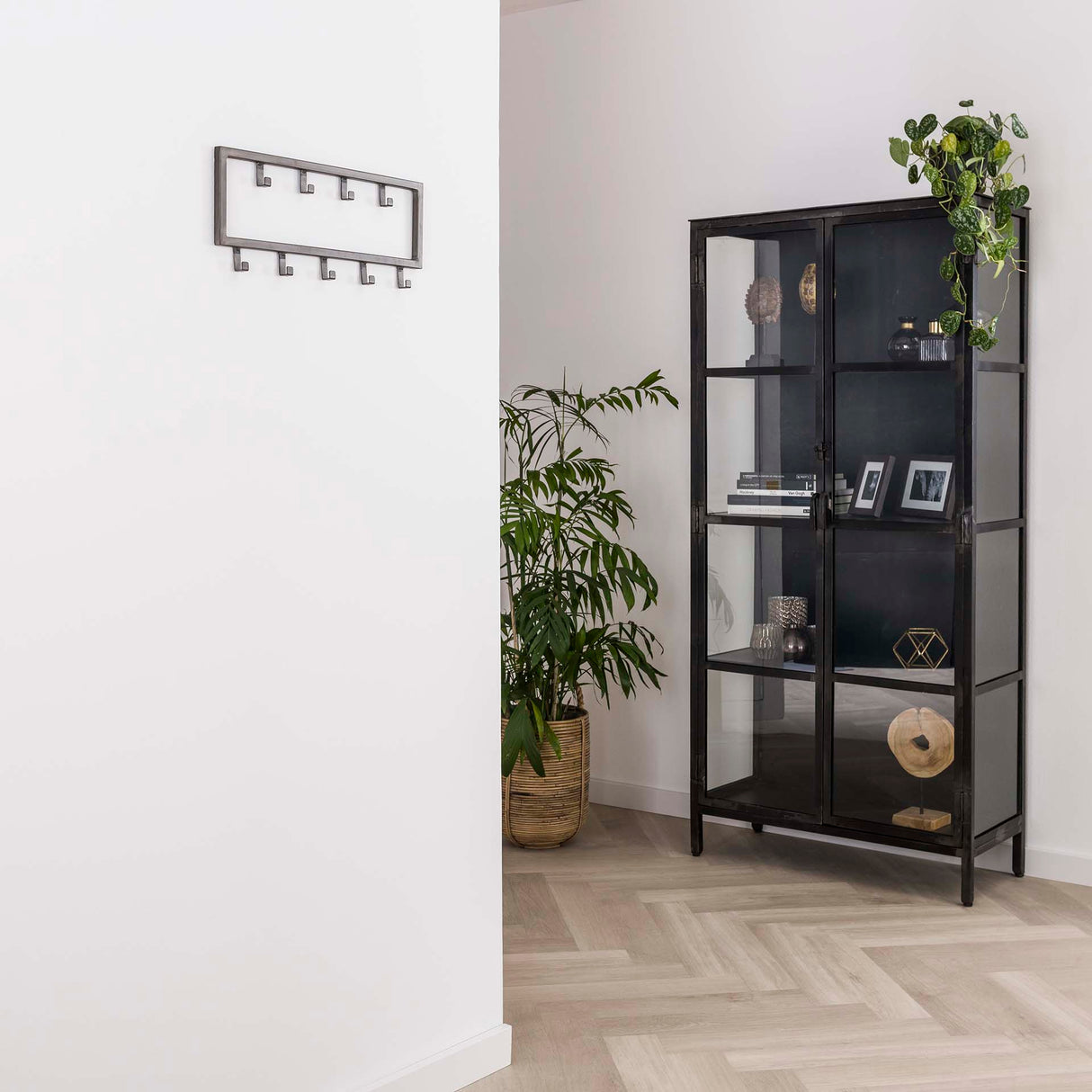 Industrieller Kleiderhaken Milano 9 Haken Gebürstetes Metall silber